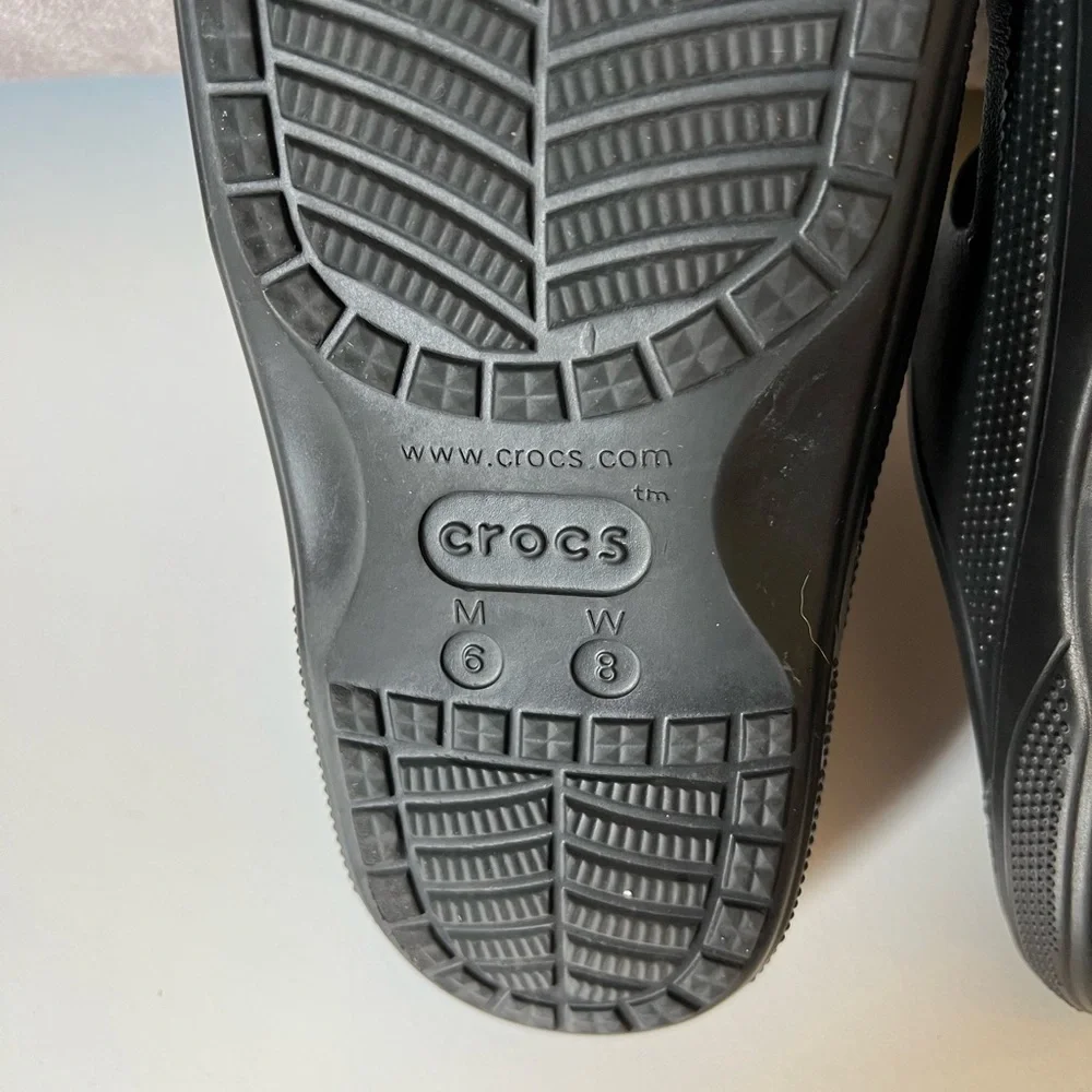 CROCS Black Textured Slide Sandals